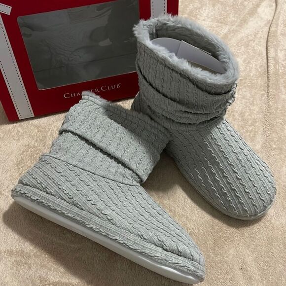 NIB- Charter Club- XL (11-12). Faux Fur Slipper Booties - Picture 1 of 8